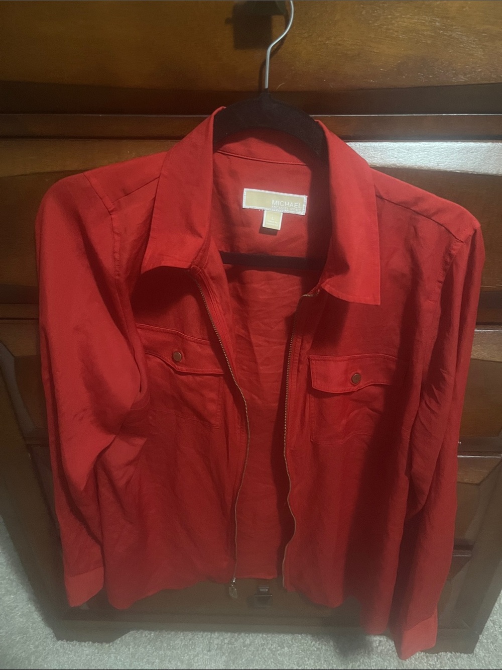 Michael Kors Red Zip-Front Women's Blouse Jacket